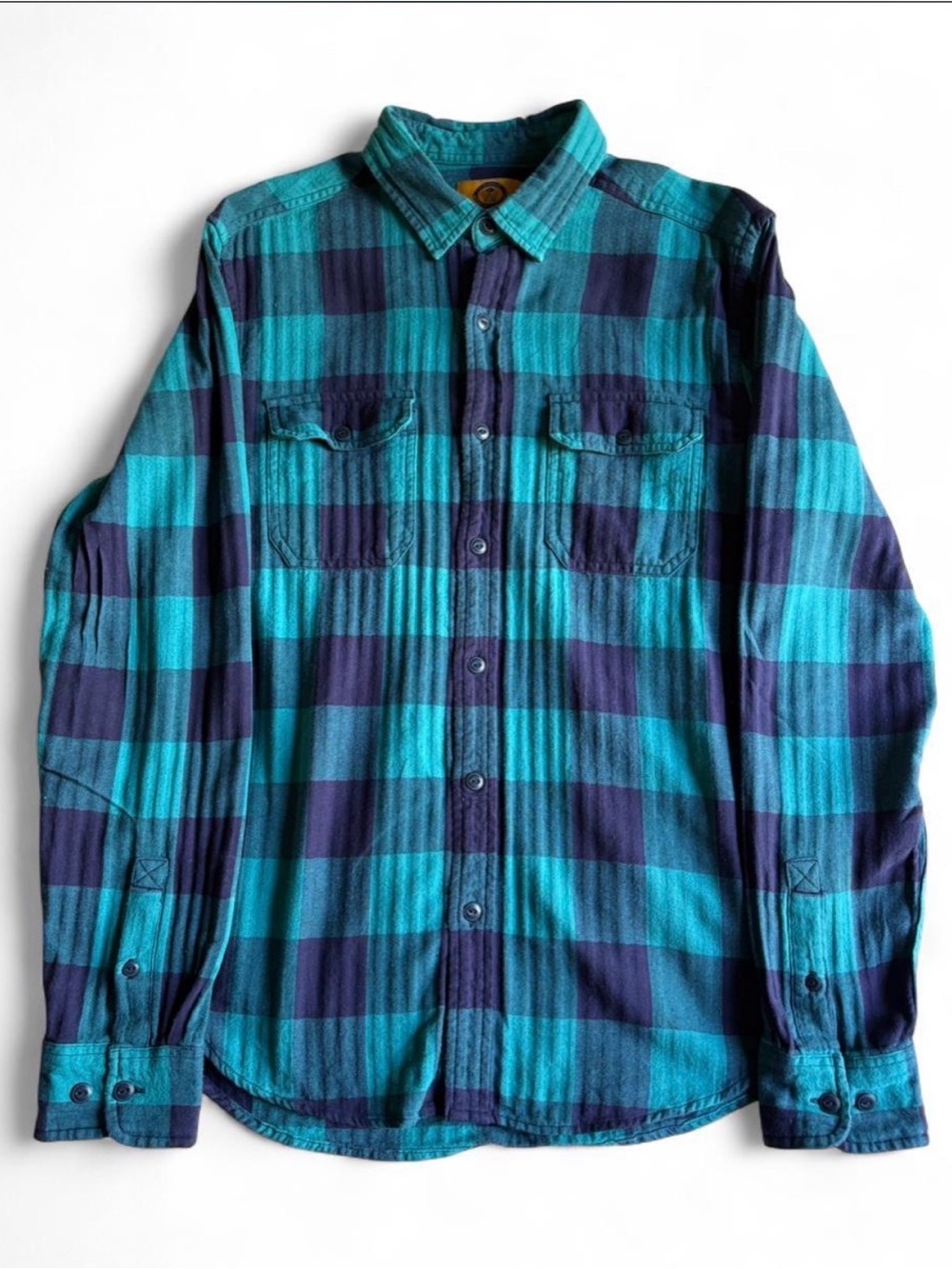 Stapleford Plaid Button-Up Workshirt in Teal and Navy #flannel